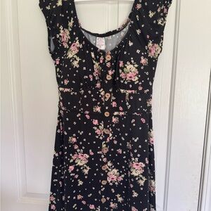 No Boundaries Gray Floral Button-Up Top with Pink and Cream Blossoms